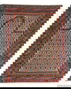 Fine Shirvan Prayer Rug, Caucasus, Ca. 1875, 4'1'' x 5'0'': Fine Shirvan Prayer Rug, Caucasus, Ca. 1875, 4'1'' x 5'0'' (124 x 152 cm). Weight: 6 lbs. Material: wool pile, wool warp, wool weft. Private Florida collection.