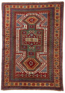 Sewan Kazak, Caucasus, Late 19th C., 5'7'' x 7'10'': Sewan Kazak, Caucasus, Late 19th C., 5'7'' x 7'10'' (170 x 239 cm). Weight: . Material: wool pile, wool warp, wool weft.