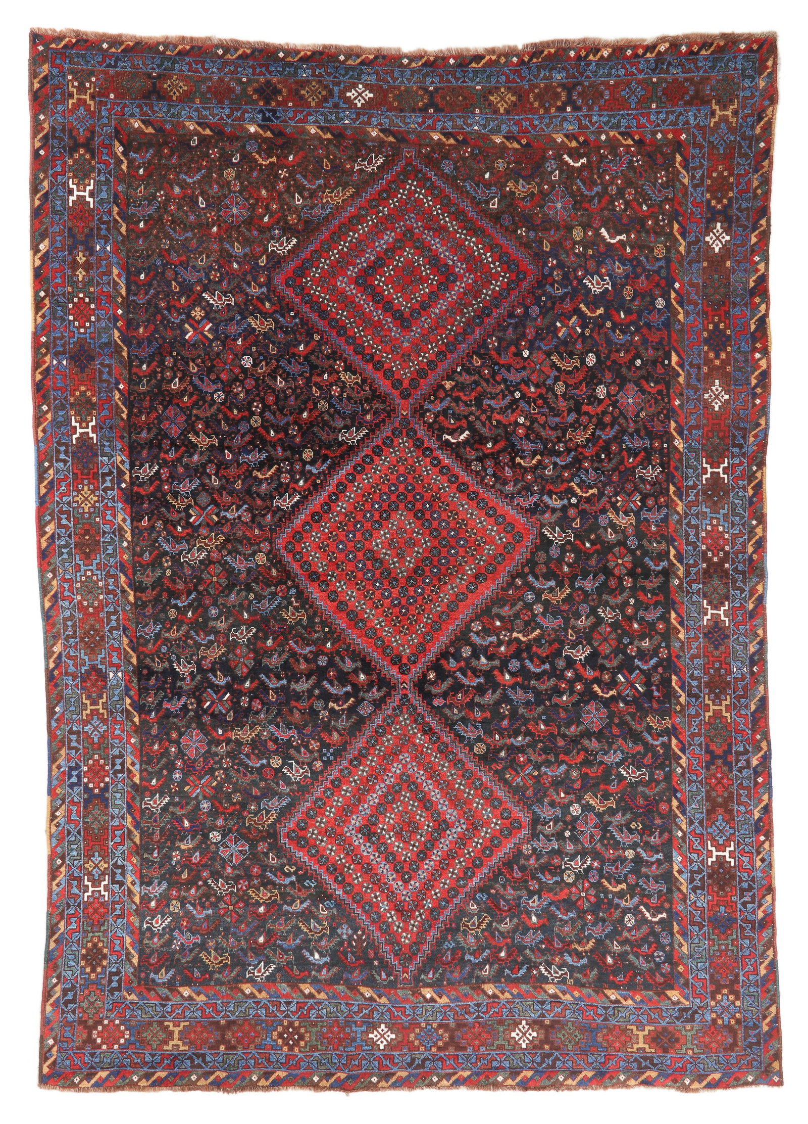 Large Khamseh Main Rug, Persia, Ca. 1880, 7'5'' x 10'4'' (1 of 4)