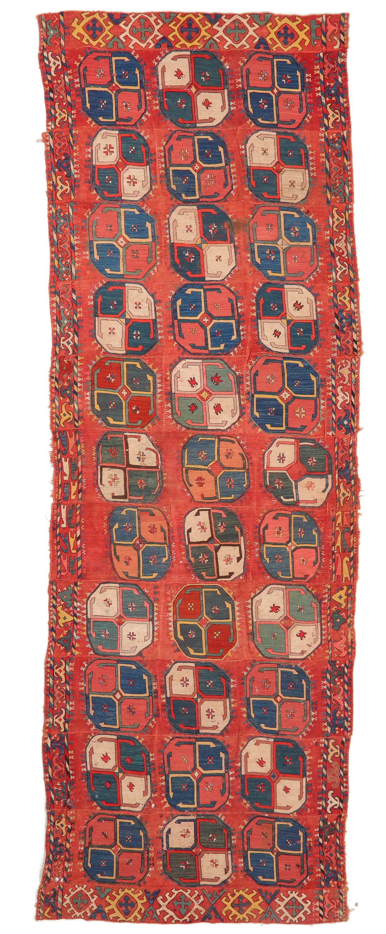 Central Asian Uzbek Flatweave, Ca. 1900, 4'3'' x 12'8'' (1 of 5)