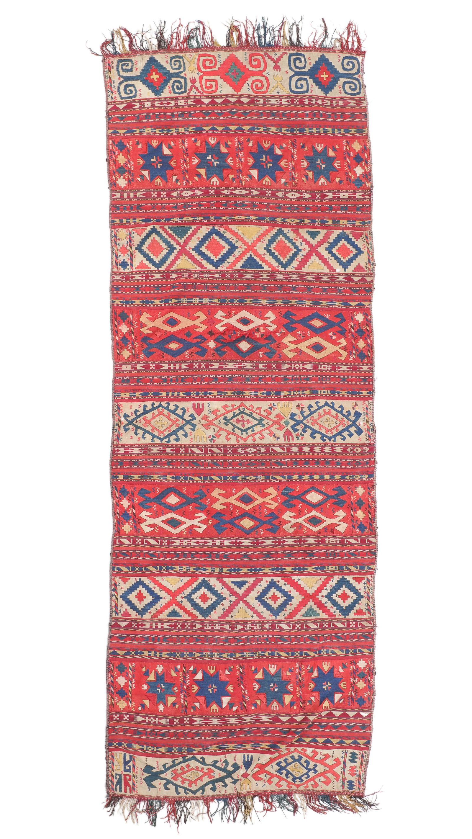Central Asian Uzbek Flatweave, Ca. 1900, 4'8'' x 13'1'' (1 of 3)