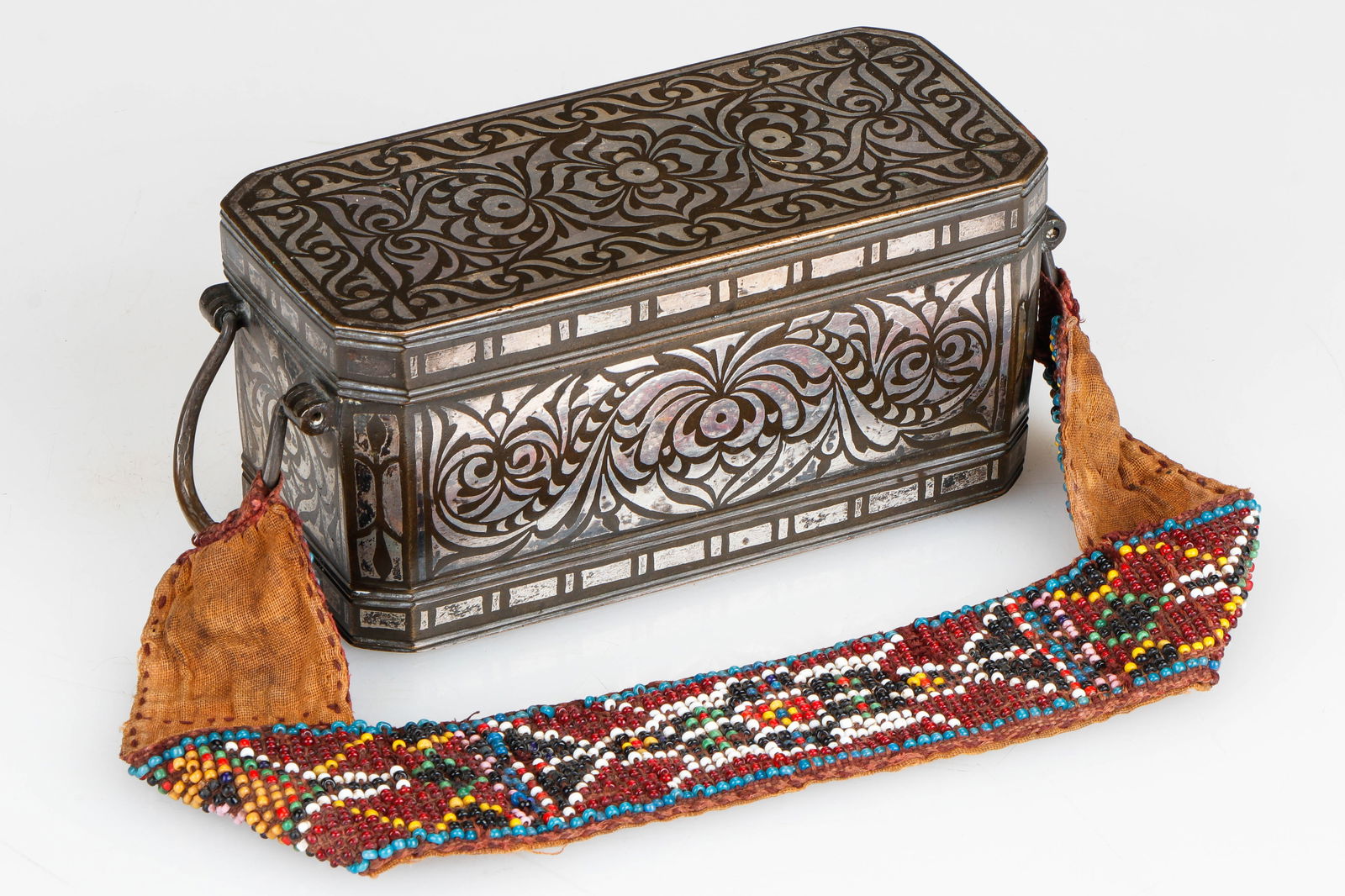 Maranao Islamic Silver Inlaid Brass Betel Box, Mindanao, Philippines, Early 20th C. (1 of 6)