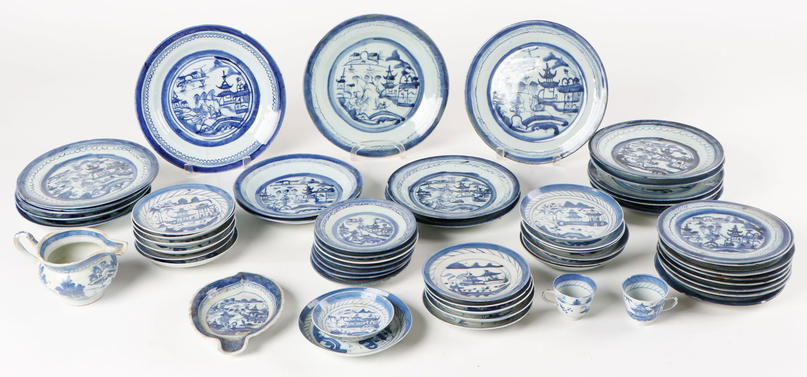 Collector's Lot of Antique Chinese Canton Blue & White Porcelain, 19th C. (1 of 4)