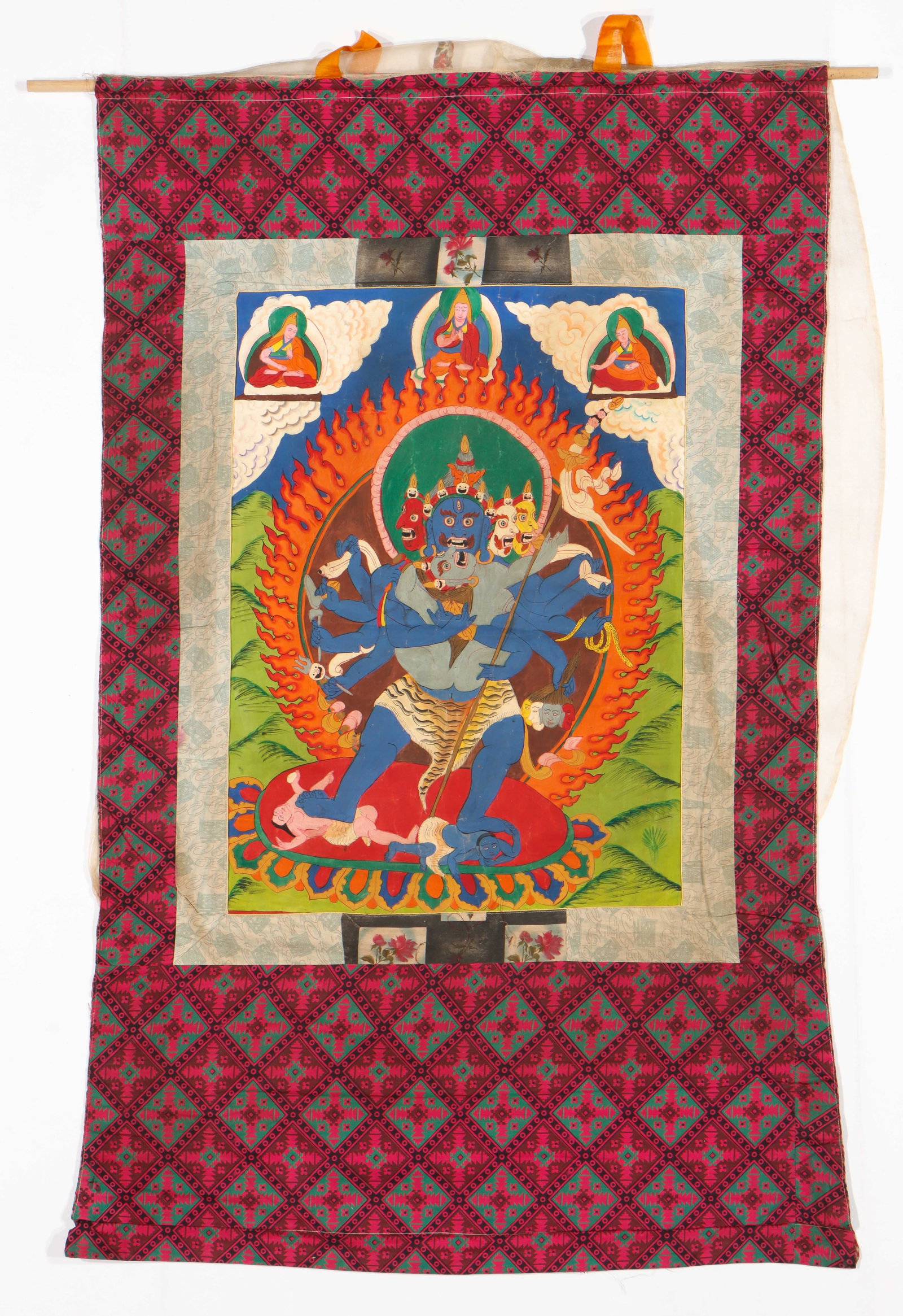 Tibetan Thangka, 20th C. Chakrasamvara In Yab-Yum (1 of 4)