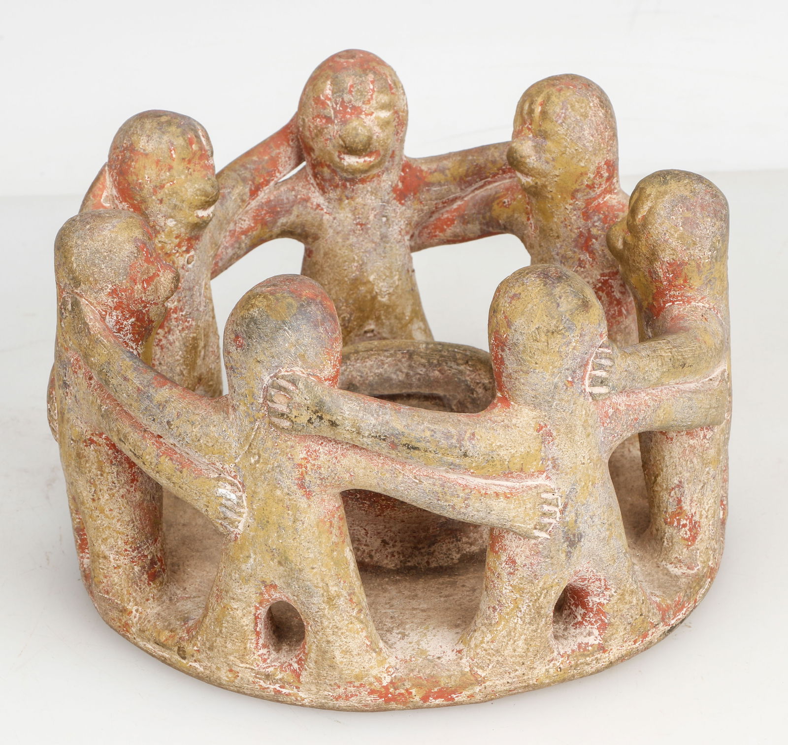 Earthenware Votive/Dancing Figures: Earthenware Votive/Dancing Figures. Size: 5" x 8" x 8" (13 x 20 x 20 cm).