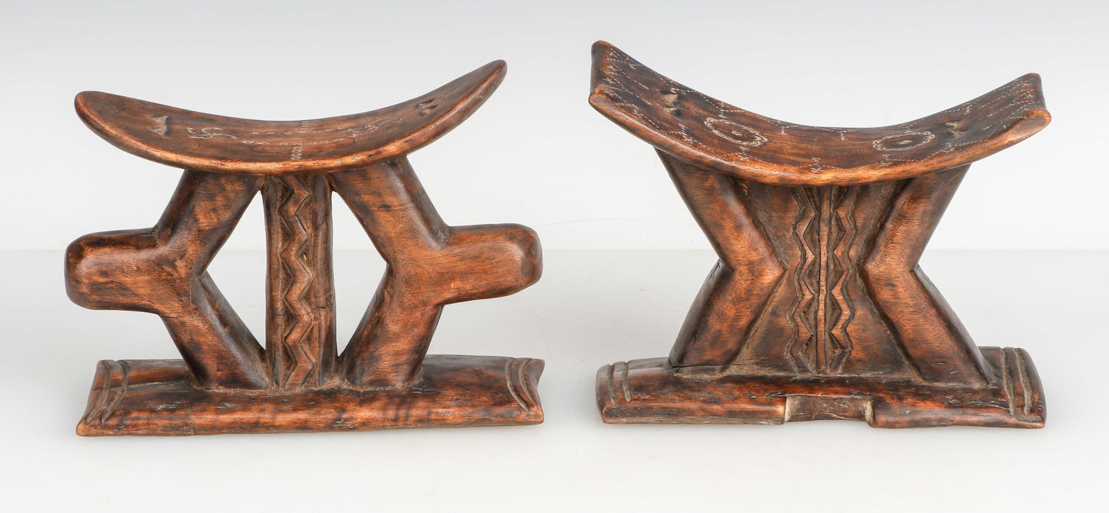 2 African Ashanti Headrests, Ghana, Early 20th C. (1 of 6)