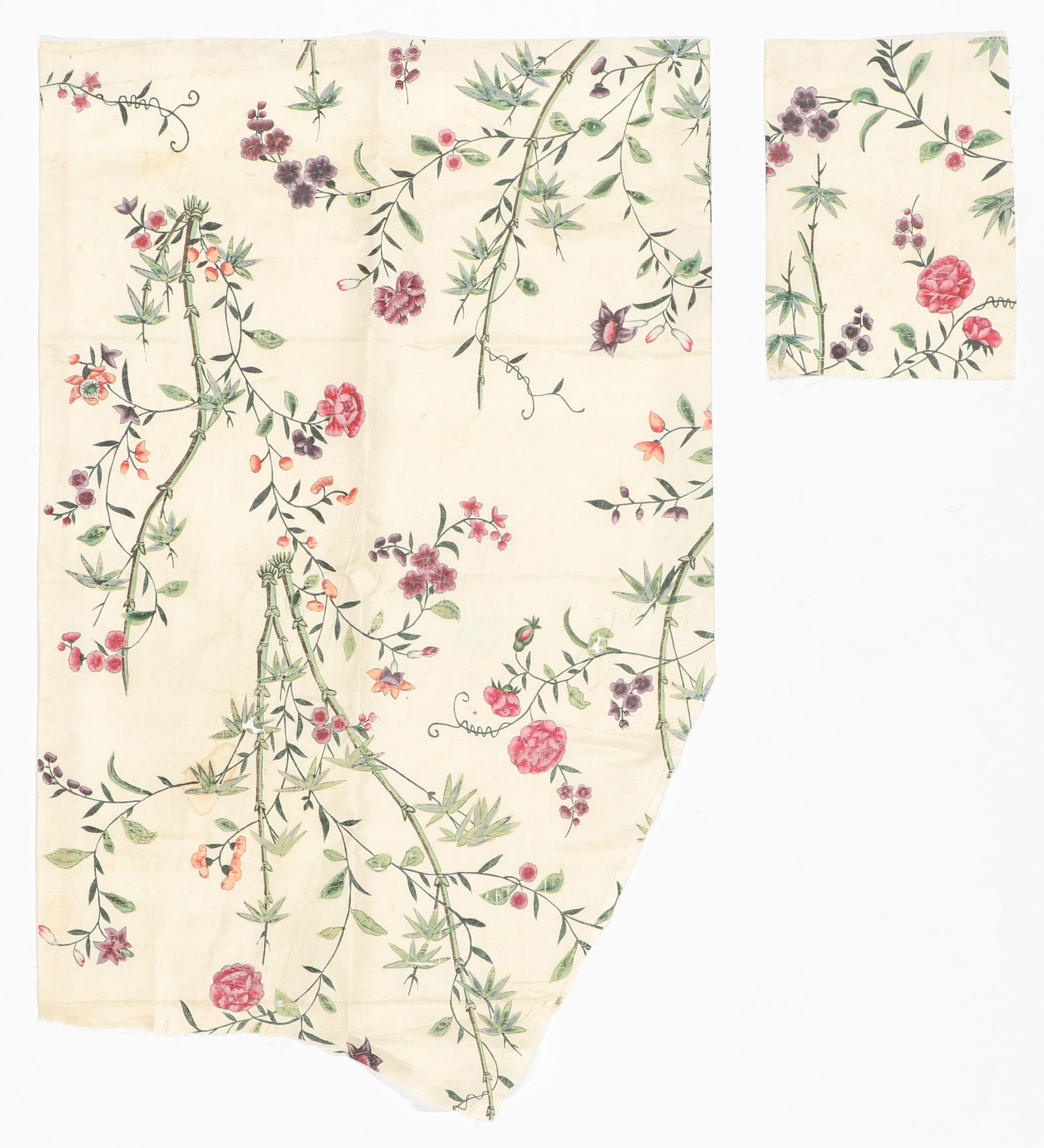 Lot of Chinese Painted Silk Fragments, 18th C. (1 of 2)