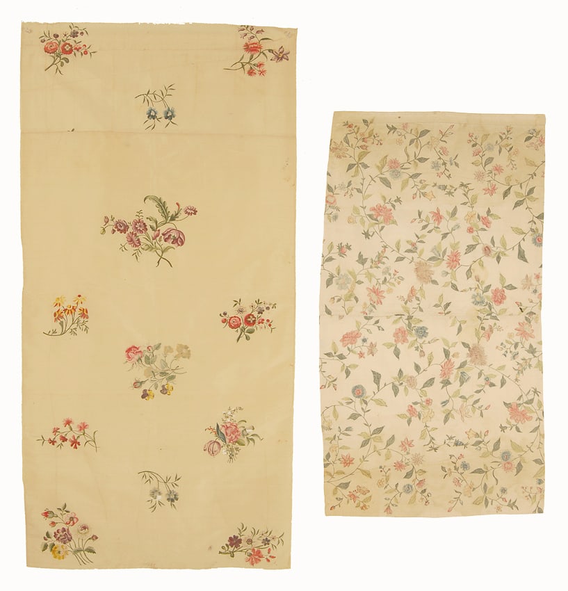 2 Chinese Painted Silk Fragments, Third Quarter 18th C. (1 of 6)