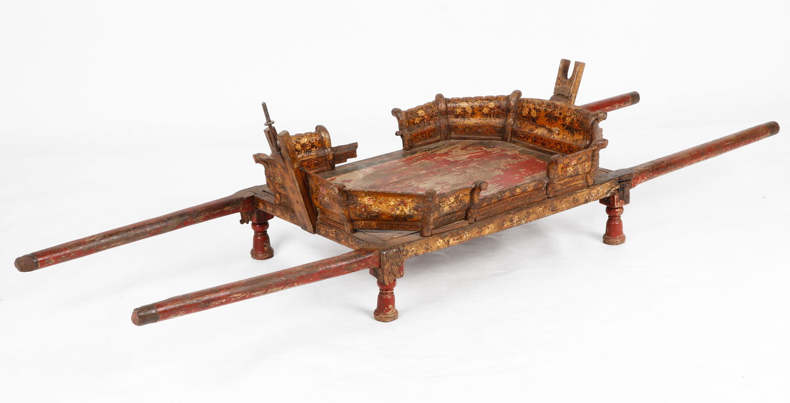 Antique Indian Teak Wood "Palkhi" Palanquin Sedan Chair