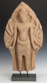 Ancient Southeast Asian Carved Stone Figure of Avalokiteshvara