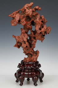 Chinese Scholar's Rock Object in Red Ochre Stoneware
