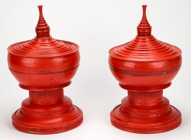 2 Burmese (Myanmar) Hsun-Ok Temple Boxes, Late 19th/Early 20th C.