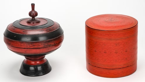 Burmese (Myanmar) Hsun-Ok Temple Box and Betel Nut Box, Late 19th/Early 20th C.