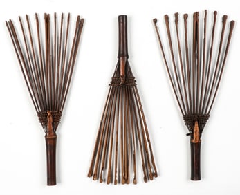 3 Split Bamboo Grain Threshers, Arunachal Pradesh, Early-Mid 20th C.