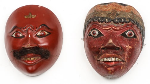 2 Balinese Theater Mask, Indonesia, Early 20th C.