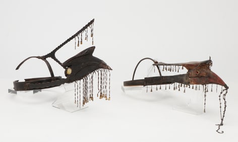 2 Antique Ilongot Hornbill Headdresses, Luzon, Philippines, Early 20th C.