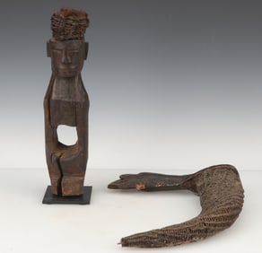 Batak Pagar Figure and Medicine Container, Late 19th/Early 20th C.