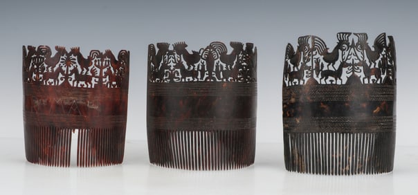 3 Sumba Hai Kara Jangga Ornamental Comb Diadems, Early 20th C.