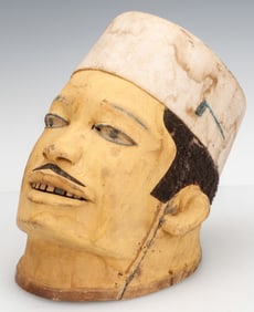 African Painted Makonde Helmet Mask, Mozambique, Mid 20th C.