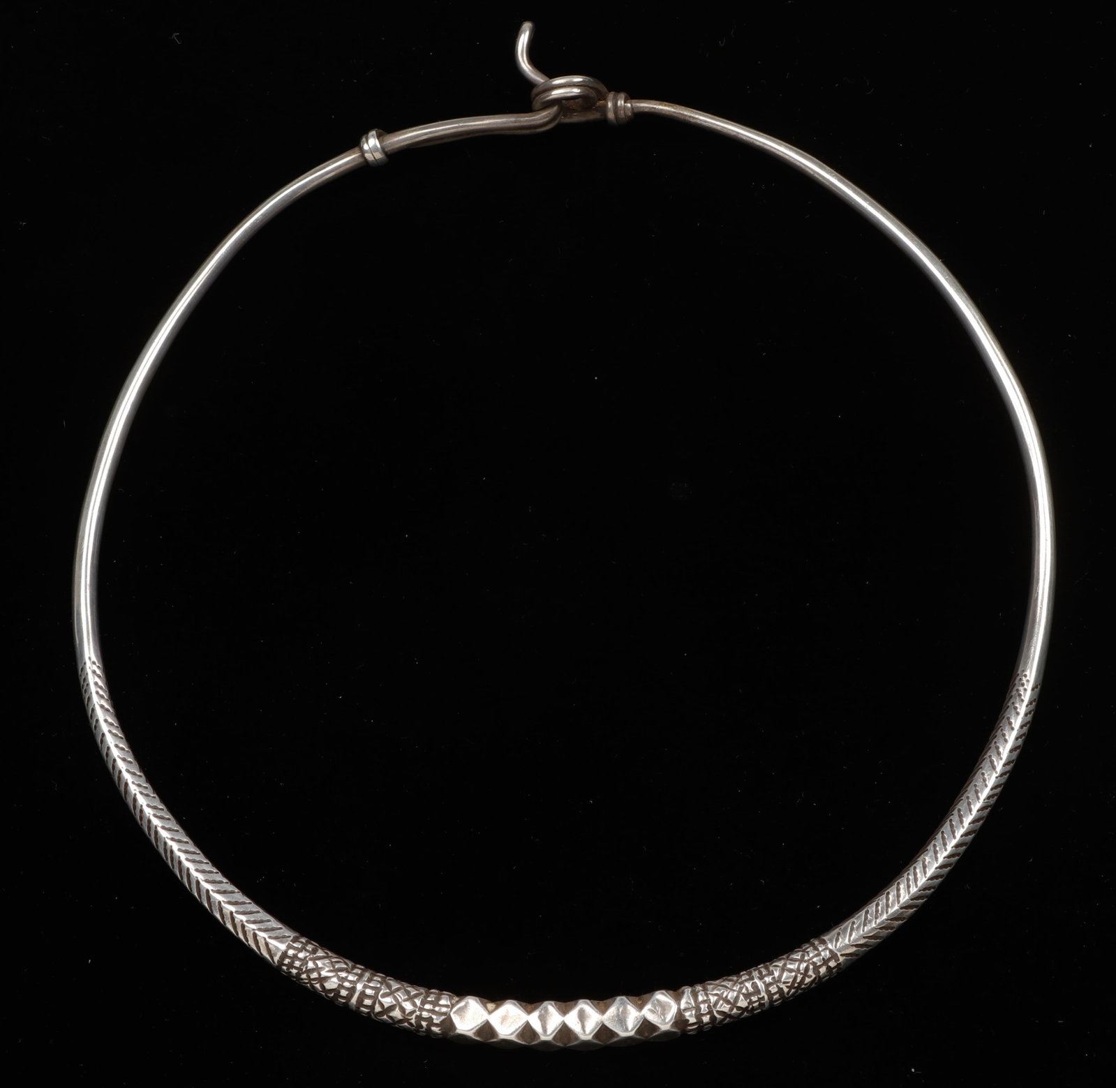 Nias Ceremonial Silver Necklace, Indonesia, Early 20th C.: Nias Ceremonial Silver Necklace, Indonesia, Early 20th C. Size: 6.25'' x 6.25'' x 0.25'' (16 x 16 x 1 cm).Weight: 3.1 ozt.
