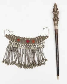 Antique Silver Alloy Tattoo Master's Tool and Yemeni Bridal Necklace
