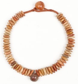 16th C. African Agate Bead on Hand Strung Macrame Strand