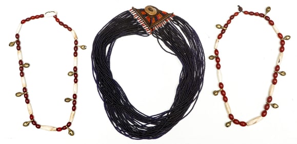 Collector's Lot of Beaded Naga Necklaces, North-East India, 20th C.