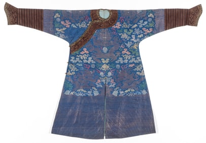 A Chinese Dark Blue Summer Dragon Robe, Late Qing Dynasty