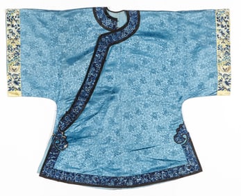 Chinese Blue Silk Robe, Qing Dynasty