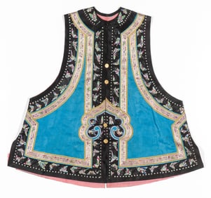 Antique Chinese Embroidered Waistcoat, Qing Dynasty