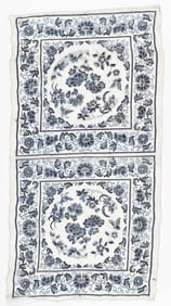 Fine Chinese Blue and White Silk Embroidered Gauze Textile, 18th C.
