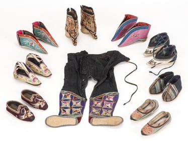 9 Pairs of Antique Chinese Minority Shoes