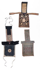 3 Chinese Minority Baby Carriers, Embroidered Cotton Textile