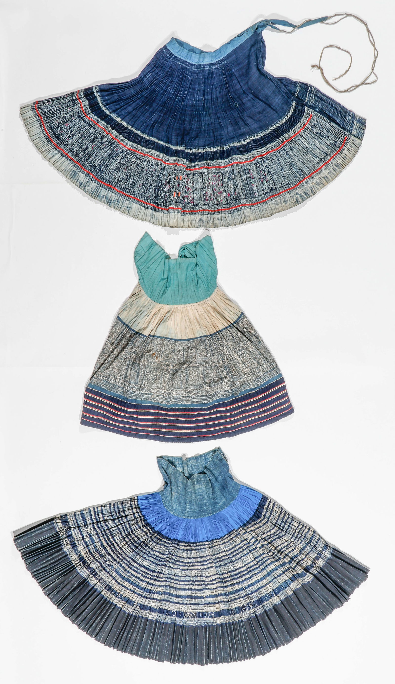 3 Chinese Minority Pleated Skirt Textiles, China, Early-Mid 20th C. (1 of 6)