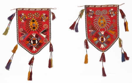2 Lakhai (Lakai) Embroidered Shields, Afghanistan, Early 20th C.
