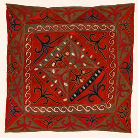 Antique Central Asian Applique Square