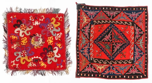 2 Embroidered Squares, Afghanistan and Kirghistan,  Early 20th C.