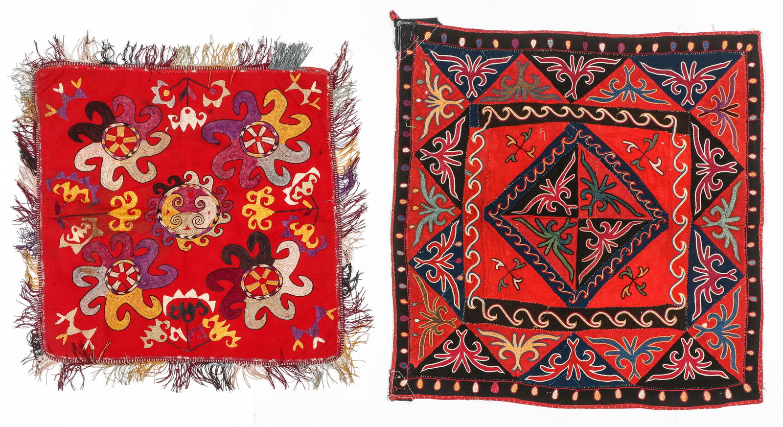 2 Embroidered Squares, Afghanistan and Kirghistan,  Early 20th C. (1 of 4)