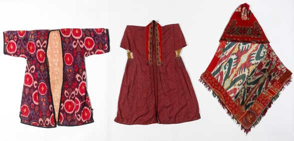 3 Antique Central Asian Ikat Textiles