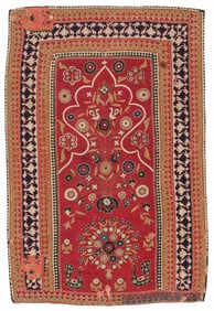 Resht Prayer Niche Embroidery, Persia, Mid 19th C., 3'4'' x 5'2''