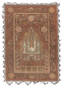 Ottoman Silk & Metal Thread Mosque Hanging, 19th C.