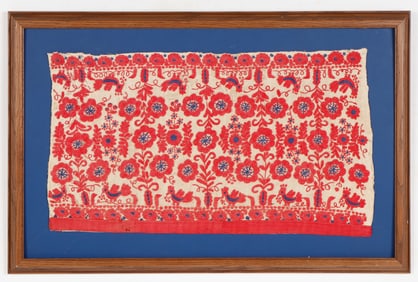 Antique Greek Embroidery with Birds and Flowers