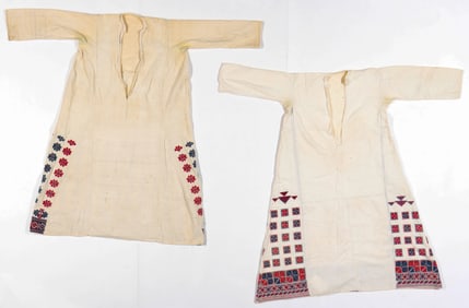 2 Greek Cotton Embroidered Robes, Ca. 1900