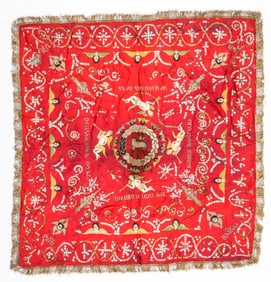 Antique Armenian Inscribed Silk Embroidered Spread