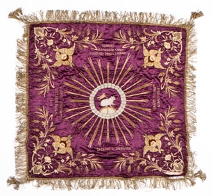 Antique Armenian Inscribed Silk Embroidered Spread, Dated Ca. 1893