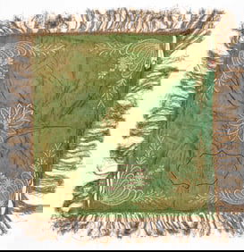 Antique Armenian Inscribed Silk Embroidered Spread, Dated Ca. 1883