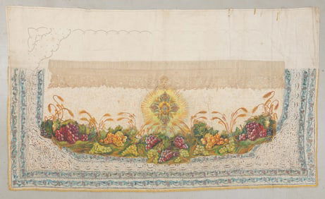 19th C. Armenian Painted and Embroidered Church Banner