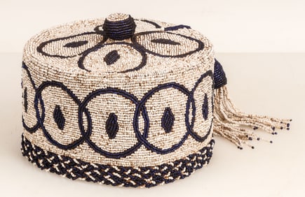 African Yoruba Beaded Hat, Nigeria, Early 20th C.