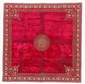 Embroidered Velvet Square Cover, India, 19th C.