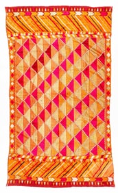 Indian Phulkari Silk Embroidered Textile, Early/Mid 20th C.